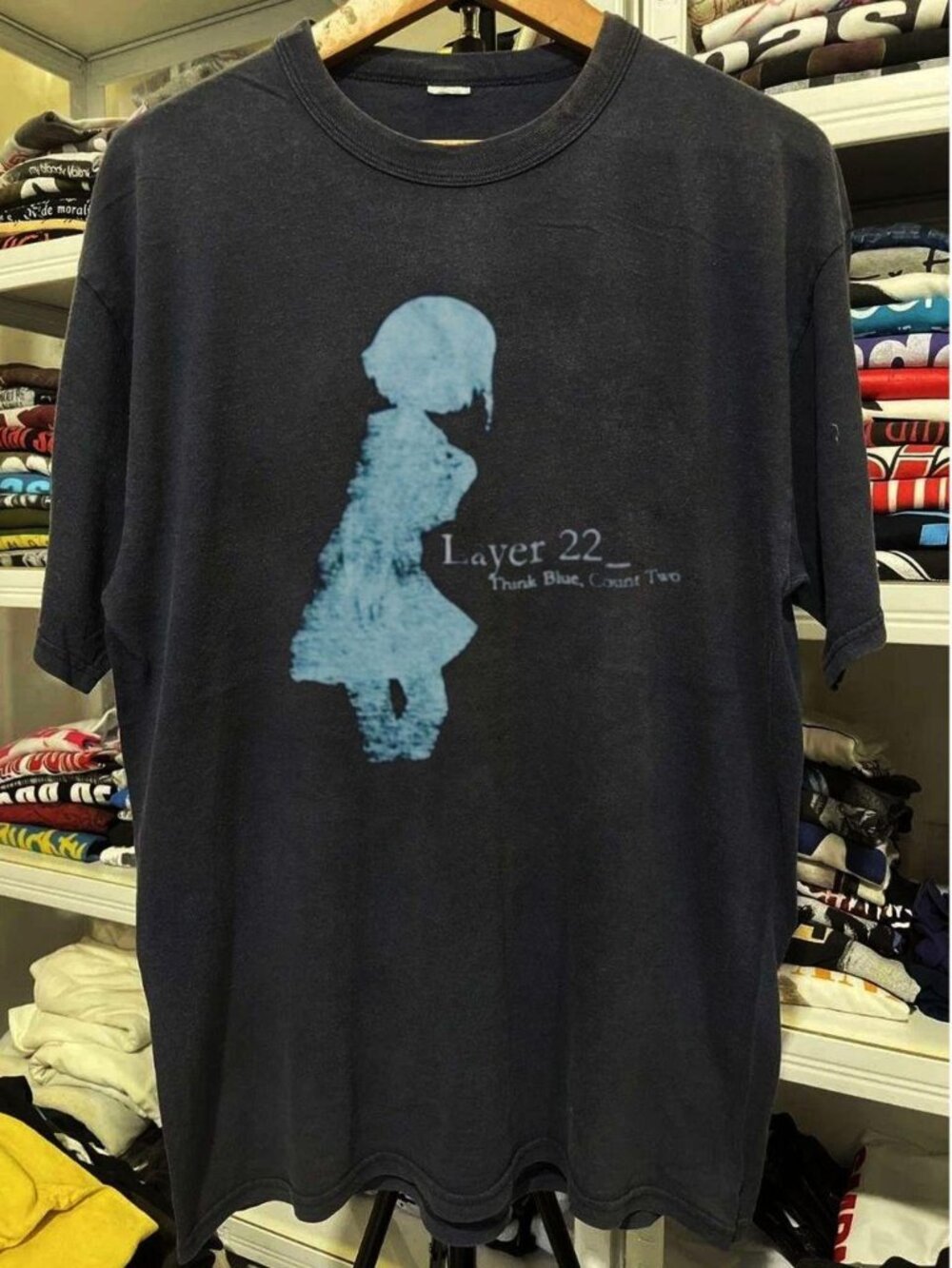Blue Silhouette Graphic T-Shirt – Layer 22 Abstract Art Tee